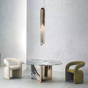 Tavolo da Pranzo di Lusso in Marmo Stile Minimalista Italiano, Design Moderno <span class=keywords><strong>e</strong></span> Semplice per Villa, Tavolo Rotondo di Lusso Leggero - Product Image 3