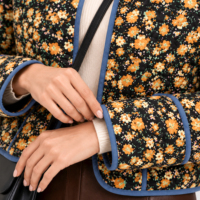 Veste poncho matelassée réversible à motif floral pour femme, coupe courte, col mandarin, imprimée, rembourrée, style vintage, vêtement d'extérieur personnalisé