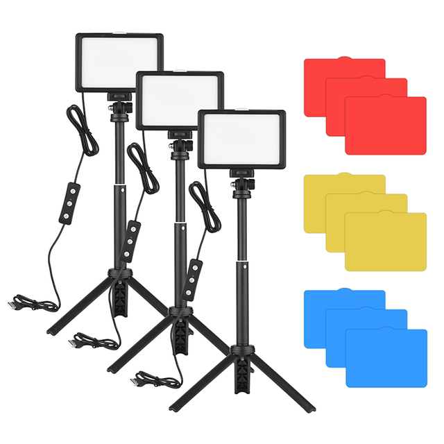 Andoer Portable Dimmable USB Video Conference LED Studio Fill Light Kit for Shoot Lighting