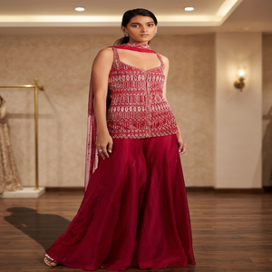 Vestidos y trajes Anarkali de encaje de talla grande de diseñador para fiesta nupcial, ecológicos, de maternidad, corte A, con cola catedral/real - Product Image 3