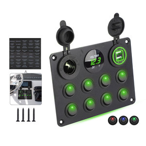 12-24V Boat <b>Switch</b> Panel With Dual <b>USB</b> Charger Digital Voltage Display Red LED Lights For Marine Use - Product Image 5