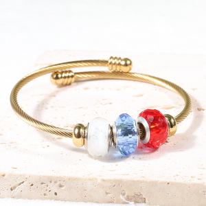 European Style Stainless Steel Bracelet With <b>Crystal</b> <b>Beads</b> For Women Gift Jewelry - Product Image 2