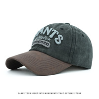 Nouveau modèle 2026 Casquette de baseball en coton lavé avec lettres brodées en 3D, aspect cuir, dessus souple et visière