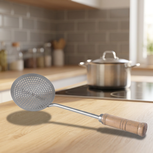 Écumoire en acier inoxydable avec manche en bois, outil de cuisine facile à nettoyer - Product Image 2