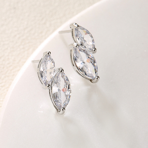 RAKOL EP1197 lujo plata cristal ovalado circón moda boda joyería pendientes - Product Image 3