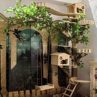 Arbre à chat en pin - Vente de liquidation - Lit pour chat intégré, jouet, griffoir et teaser - Maison d'arbre minimaliste pour chats de compagnie