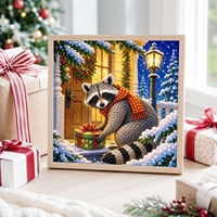 Décoration d'intérieur, livraison directe d'usine, commande de décorations de Noël rouges, pandas rouges, kit de peinture perlée 5D DIY, artisanat de Noël