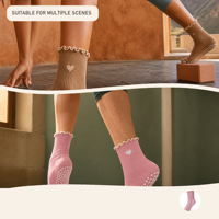 Chaussettes de Pilates personnalisées pas chères pour femmes, en mélange de coton respirant, antidérapantes, pour le yoga, la barre, la danse et le fitness