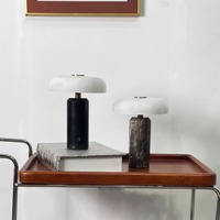Lampe de table LED rechargeable nordique en marbre, abat-jour opale blanc mat, design créatif, éclairage d'ambiance pour chambre, bureau, salon