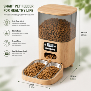 Dispensador de Comida para Perros con Diseño de Madera y Pantalla LCD, Capacidad de 4L para Vacaciones y Alimentación Diaria de Perros Pequeños/Medianos - Product Image 6
