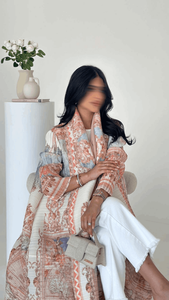 Elegante Poncho Abierto con Bordado Floral Rosa Vintage, Antiarrugas, para Mujeres Musulmanas, Textura de Lujo, Manga Farol, Abrigo Largo - Product Image 4