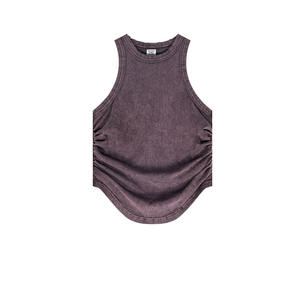 Chaleco Plisado para <span class=keywords><strong>Mujer</strong></span>, Estilo Americano, Color Sólido, Casual, Versátil, Sexy, Primavera-Verano - Product Image 3