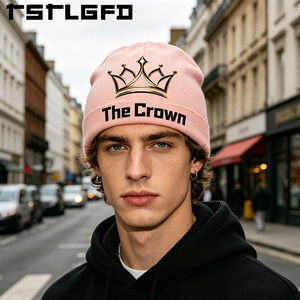 Custom Logo Printed Beanie Wholesale Bulk Pink Knit Hat With Soft Fabric <b>Winter</b> Cuffed Skull <b>Cap</b> Manufacturer - Product Image 5