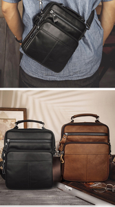 לוגו מותאם אישית עור אמיתי תיק גברים וינטג 'מזדמנים בסגנון וינטג' שליח תיק יד קרוסדרסינג יד לגברים - Product Image 6