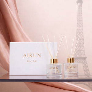 Aikun Wholesalers Romantic Custom 50ml Dual Bottle French Rose IP16 <b>Clear</b> Glass Reed Diffuser <b>Gift</b> <b>Box</b> Set For Wedding <b>Gift</b> - Product Image 1