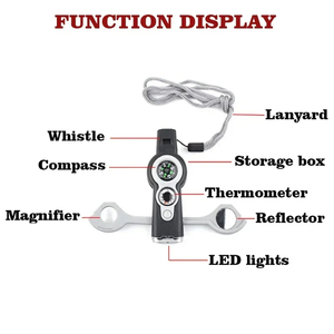 Kit de Supervivencia Multifuncional 7 en 1 para Exteriores con Cordón, Silbato de Emergencia y Linterna para Camping y Senderismo - Product Image 3