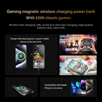 Banque d'alimentation magnétique ultra-haute configuration 15W Console de jeu portable populaire de jeu mobile rétro 2 en 1 pour lecteurs vidéo