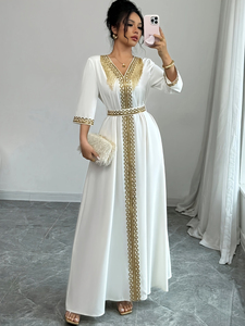 Vestido de encaje con flecos y cuello en V de manga larga para mujer, estilo corte elegante, 2026 - Product Image 3
