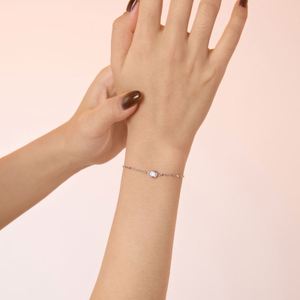 Bracelets pour femmes Dylam Fine, design minimaliste, bijoux en argent S925, rhodié, plaqué or 18 carats, chaîne à lèvres, pendentif rond en zircone 5A - Product Image 3