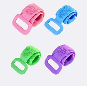 Silicone Body Scrubber Bath Brush Exfoliating Shower Brush Bath Belt Body Scrub Back Massage Brush Cleaning Strap Bathing Tools