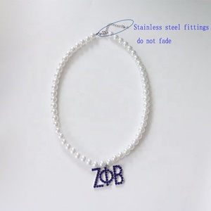 Nuovo greco Zeta PHI Beta Sorority <span class=keywords><strong>collana</strong></span> di <span class=keywords><strong>perle</strong></span> e cristallo strass <span class=keywords><strong>con</strong></span> catena di <span class=keywords><strong>perle</strong></span> per matrimoni e feste - Product Image 5