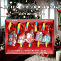 Factory Direct OEM Christmas Candy Lollipop Box-Hard Sweet Coated Fruity Gummy Candy Canes with Sugar Snack