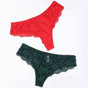 Ladymate ODM OEM Sexy <span class=keywords><strong>Perizoma</strong></span> Donna a Vita Bassa Stile Brasiliano G-string Intimo Floreale in Pizzo Traspirante da Donna - Product Image 4