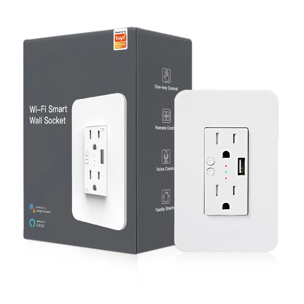 Tuya wifi חכם קיר שקע תקן usb תמיכה overolad protection15a ac110v שקע alexa Google שליטה קול הביתה