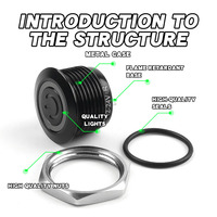 Interrupteur à bouton-poussoir en métal ultra-court et étanche à micro-course à réinitialisation automatique de 16mm oxydé noir 1NO