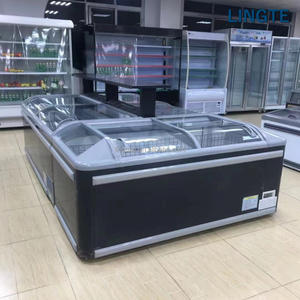 Congélateur commercial pour île de glaces de supermarché avec porte coulissante <span class=keywords><strong>en</strong></span> verre sur le dessus, conteneur de congélation à vendre - Product Image 1