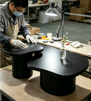 Meubles de salon modernes de luxe, ensembles de tables basses modernes, design noir urbain, usage domestique et professionnel irrégulier