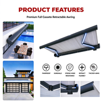 Auvent rétractable motorisé pour villa, cour, jardin, extérieur, résistant aux intempéries et aux UV, à fixation murale