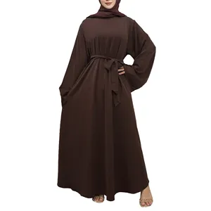 M003 Venta al por mayor Dubai Color sólido Simple Modesto Ropa islámica Abaya Vestidos musulmanes para mujeres Abaya