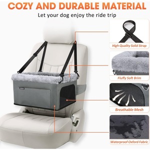 Siège <span class=keywords><strong>auto</strong></span> surélevé de luxe pour <span class=keywords><strong>chien</strong></span>, lit de voiture portable pour chiot avec coussin épais et poches de rangement pour petits chiens - Product Image 4