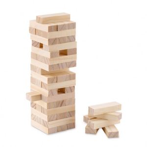 WHOLESALE PROMOTIONAL CUSTOMIZED LOGO 54PCS PORTABLE WOODEN STACKING <b>BLOCKS</b> TOWER GAME in COTTON POUCH KIDS ADULTS GIFT <b>SET</b> - Product Image 2