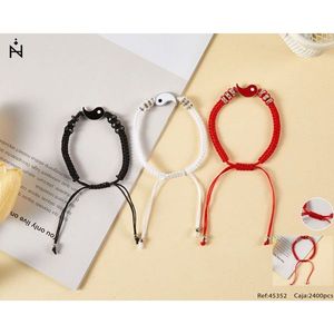 Braccialetto Intrecciato a Mano a Forma di Luna Tai Chi PULSERA Opzioni di Colore Nero Bianco Rosso Braccialetti alla Moda con Cordoncino - Product Image 1
