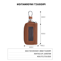Pochette portable marron en grain de litchi pour clé de voiture, mini sac rectangulaire avec fenêtre transparente et fermeture éclair, porte-clés de luxe de créateur