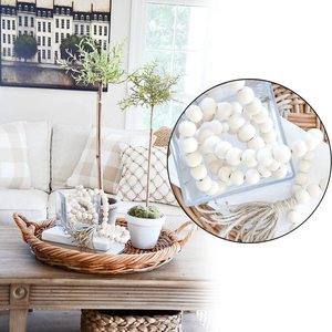 Perline da fattoria perline di legno ghirlanda preghiera rustica con nappe decorazione da appendere alla parete del paese di natale - Product Image 6