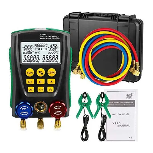 Testeur de fuite de température de pression sous vide de haute précision Collecteur de réfrigération numérique Jauge de système CVC Compteur de diagnostic