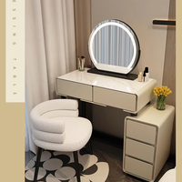 Petit appartement coiffeuse chambre moderne Simple 2025 nouveau Style crème maître chambre armoire maquillage intégré
