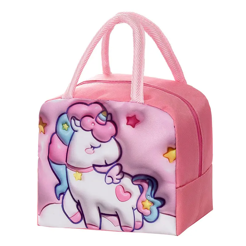 2024 Custom Logo 3d Designs Kids Lunch Bags Fashion Unicorn Tiffin Bag Portable Cartoon Insulated Bento Bags For Children