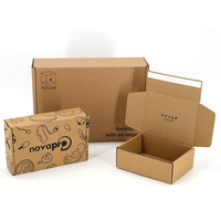 Cajas de Cartón Corrugado de Papel Kraft Reciclable Personalizadas de Fábrica con Tira de Desgarre y Cierre Autoadhesivo para Embalaje de Productos