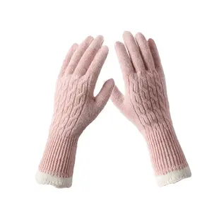 Guantes de lana de Cachemira para mujer, manoplas populares de moda para exteriores, cálidas y tejidas para invierno