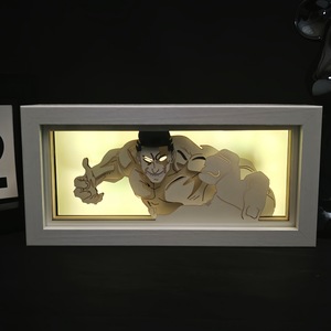Boîte à lumière rustique en papier découpé 3D, 16 couleurs <span class=keywords><strong>LED</strong></span>, boîte à ombre, lampe de nuit à intensité variable, alimentée par USB et piles, pour la décoration de la maison et de la chambre - Product Image 4