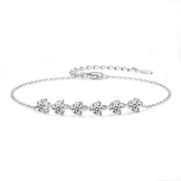 Bracelet de charme en moissanite de luxe Ciassic 4 mm, bijoux en argent sterling 925, pour femmes