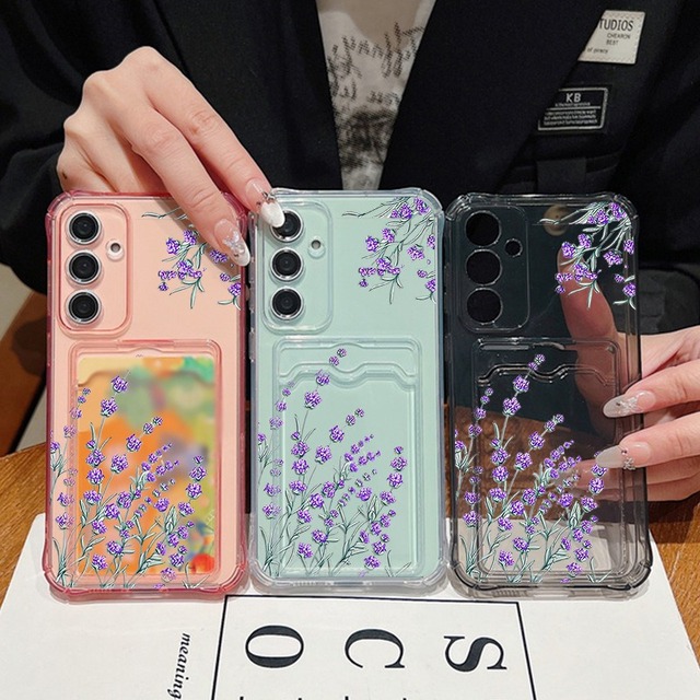 High Clear Phone Case for Samsung Galaxy S25 Plus Ultra A56 Soft Tpu Anti Shock Full Body with Flower Print