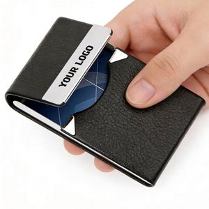 Porte-cartes de visite personnalisé en cuir PU 2025 avec fermeture magnétique et pochette métallique fine - Product Image 1