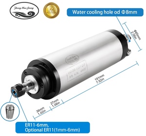 มอเตอร์แกนหมุน Zhong Hua Jiang ความแม่นยำสูง ER11 65 มม. 4 แบริ่ง 800 วัตต์ ระบายความร้อนด้วยน้ำ 110V/220V 1-24000 รอบต่อนาที สำหรับเครื่อง CNC - Product Image 2