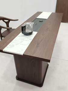 Mesa <span class=keywords><strong>de</strong></span> Comedor Moderna <span class=keywords><strong>de</strong></span> Madera Maciza <span class=keywords><strong>de</strong></span> Nogal con Cubierta Cuadrada <span class=keywords><strong>de</strong></span> <span class=keywords><strong>Pizarra</strong></span> y Patas Cuadradas <span class=keywords><strong>de</strong></span> Acrílico <span class=keywords><strong>Transparente</strong></span> para Espacio <span class=keywords><strong>de</strong></span> Recepción T2271 - Product Image 4