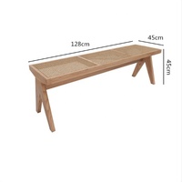 Table à manger et chaises en bois massif de style nordique avec accoudoir arrière en rotin longue table à manger pour restaurant